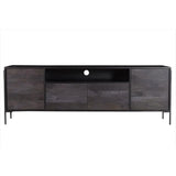 Tobin Wood & Steel Black Entertainment Unit-TV Stands & Media Centers-Moe's Home-LOOMLAN