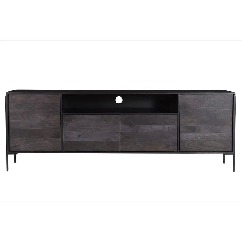 Tobin Wood & Steel Black Entertainment Unit-TV Stands & Media Centers-Moe's Home-LOOMLAN