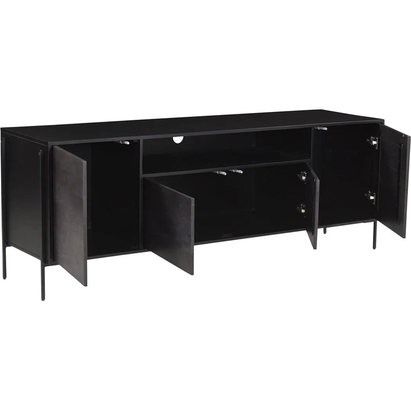 Tobin Wood & Steel Black Entertainment Unit-TV Stands & Media Centers-Moe's Home-LOOMLAN