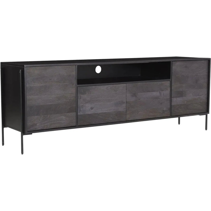 Tobin Wood & Steel Black Entertainment Unit-TV Stands & Media Centers-Moe's Home-LOOMLAN