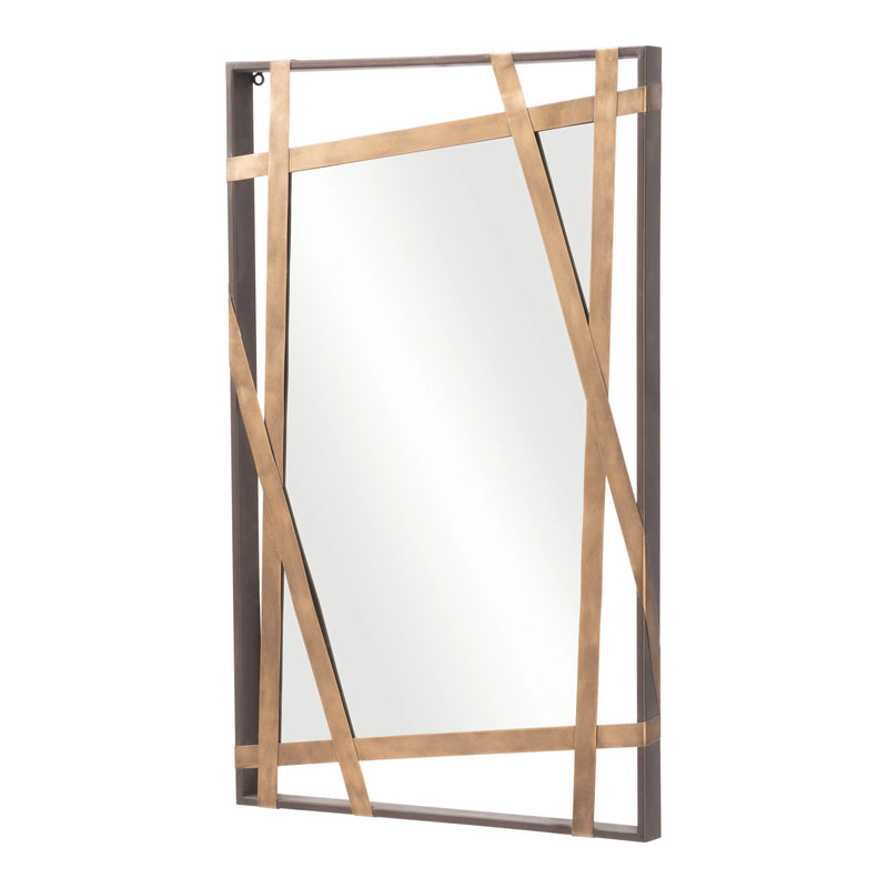 Tolix Mirror Antique Gold & Black Wall Mirrors LOOMLAN By Zuo Modern