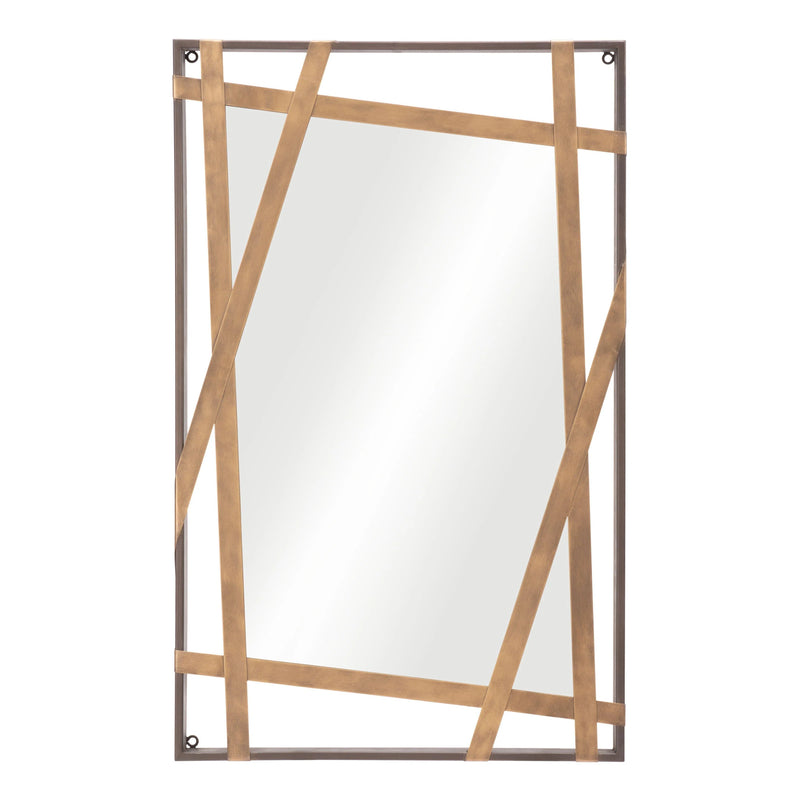 Tolix Mirror Antique Gold & Black Wall Mirrors LOOMLAN By Zuo Modern