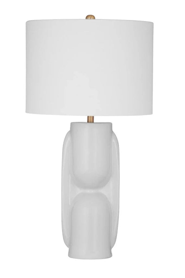 Tolland Glossy White Finish Table Lamp - LOOMLAN - Bassett Mirror - Table Lamps
