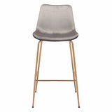 Tony Bar Chair Gray & Gold Bar Stools LOOMLAN By Zuo Modern