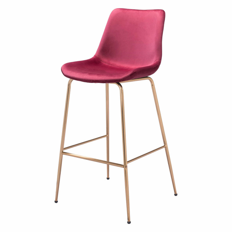 Tony Bar Chair Red & Gold Bar Stools LOOMLAN By Zuo Modern