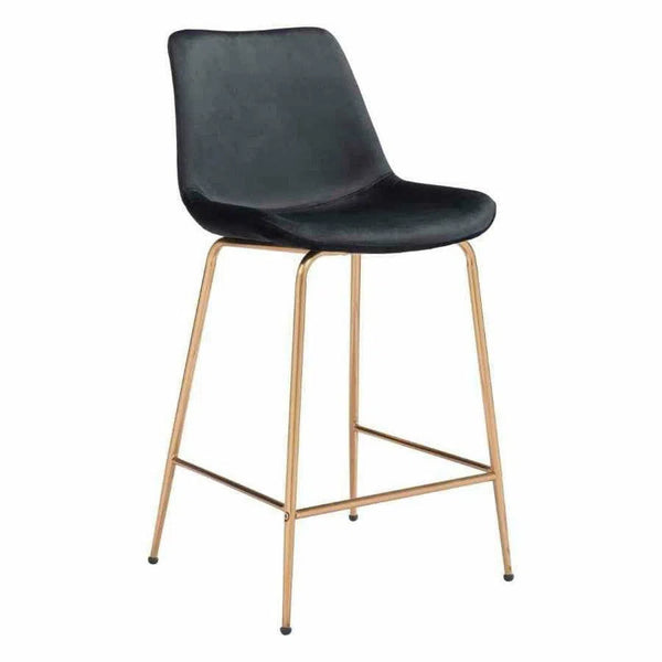 Tony Counter Chair Black & Gold Counter Stools LOOMLAN By Zuo Modern