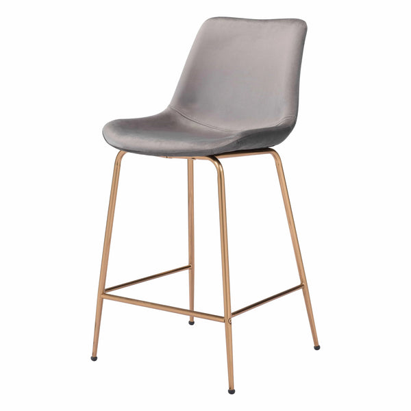 Tony Counter Chair Gray & Gold Counter Stools LOOMLAN By Zuo Modern