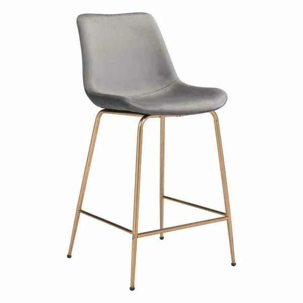 Tony Counter Chair Gray & Gold Counter Stools LOOMLAN By Zuo Modern