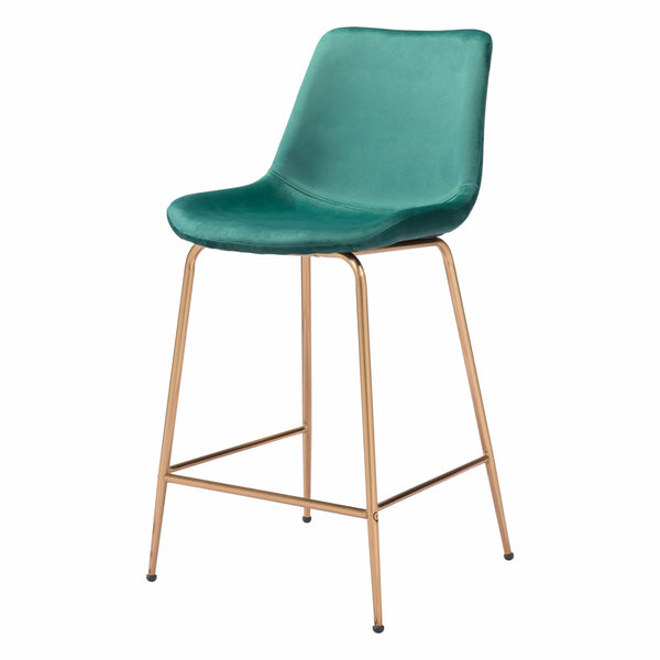 Tony Counter Chair Green & Gold Counter Stools LOOMLAN By Zuo Modern