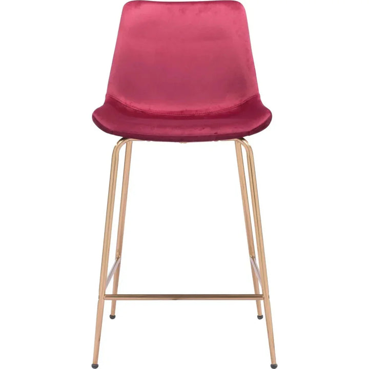 Tony Counter Chair Red & Gold - LOOMLAN - Zuo Modern - Counter Stools
