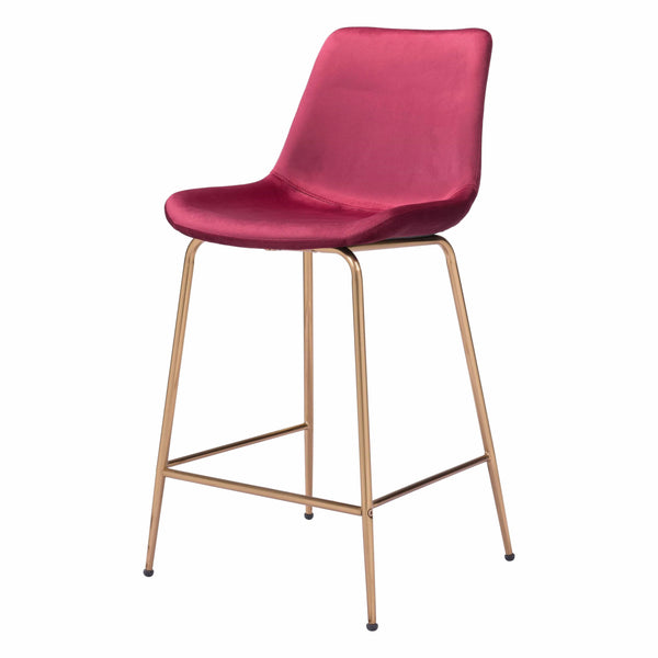 Tony Counter Chair Red & Gold Counter Stools LOOMLAN By Zuo Modern