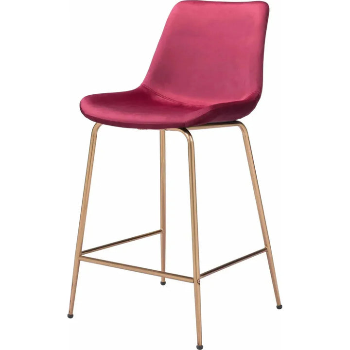 Tony Counter Chair Red & Gold - LOOMLAN - Zuo Modern - Counter Stools