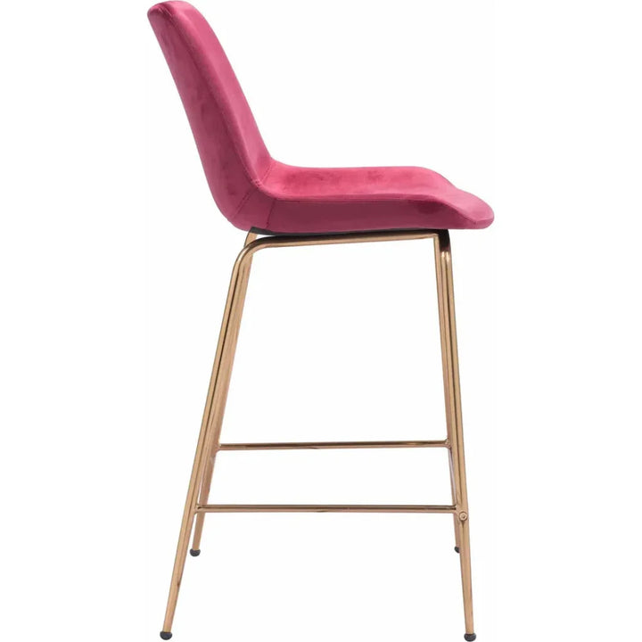 Tony Counter Chair Red & Gold - LOOMLAN - Zuo Modern - Counter Stools