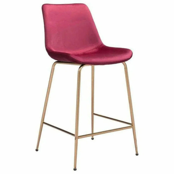 Tony Counter Chair Red & Gold - LOOMLAN - Zuo Modern - Counter Stools
