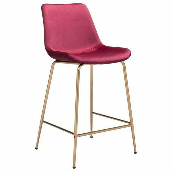 Tony Counter Chair Red & Gold Counter Stools LOOMLAN By Zuo Modern