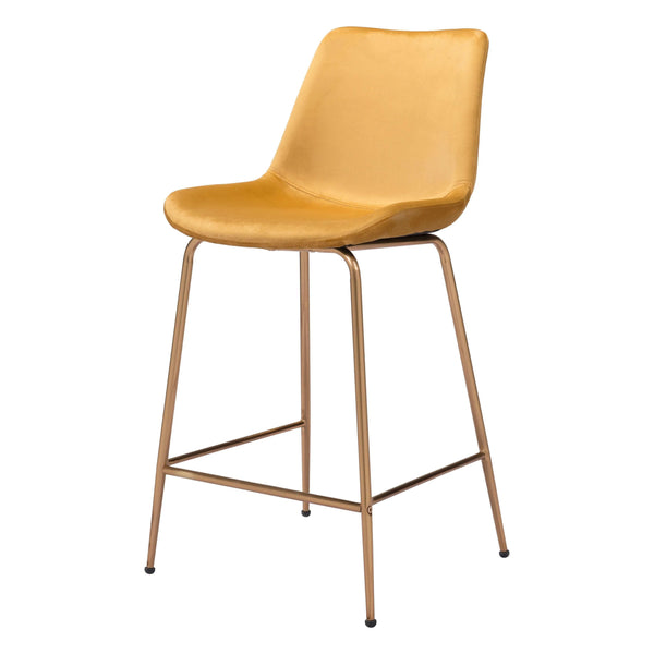 Tony Counter Chair Yellow & Gold Counter Stools LOOMLAN By Zuo Modern