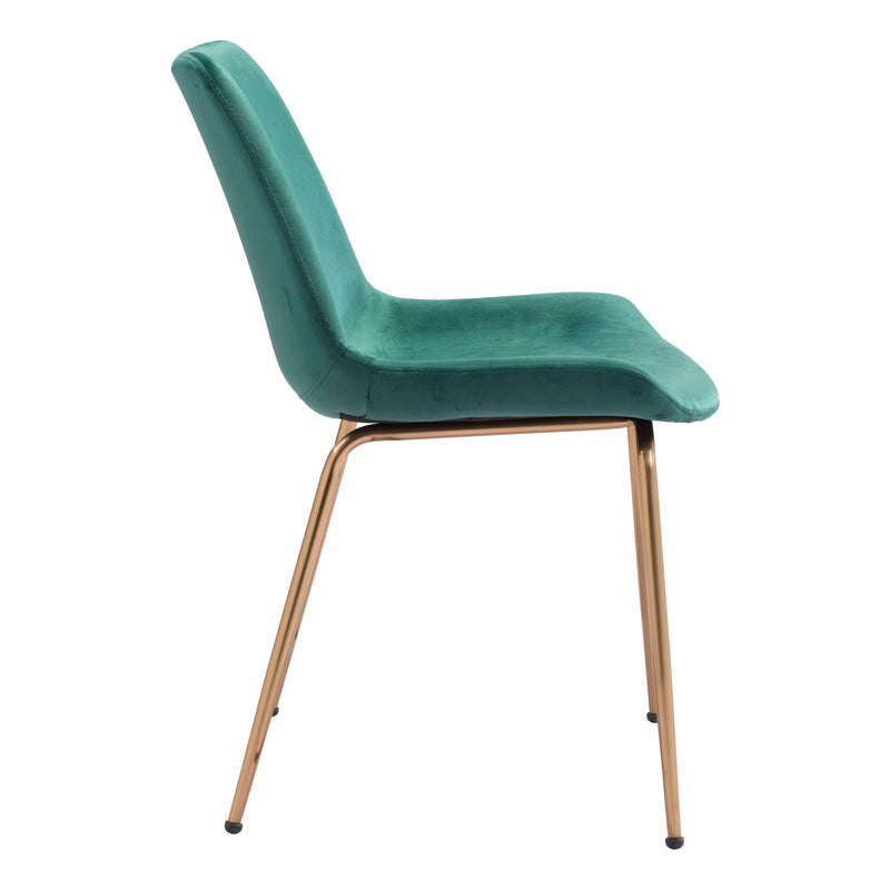 Tony Dining Chair (Set of 2) Green & Gold Dining Chairs LOOMLAN By Zuo Modern