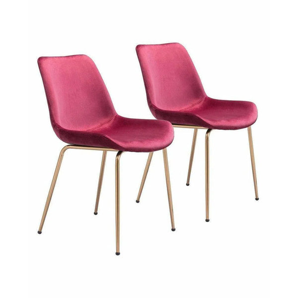 Tony Dining Chair (Set of 2) Red & Gold Dining Chairs LOOMLAN By Zuo Modern