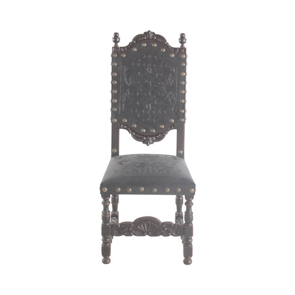 Tooled Leather Dining Chair Del Rey-Dining Chairs-Peninsula Home-LOOMLAN