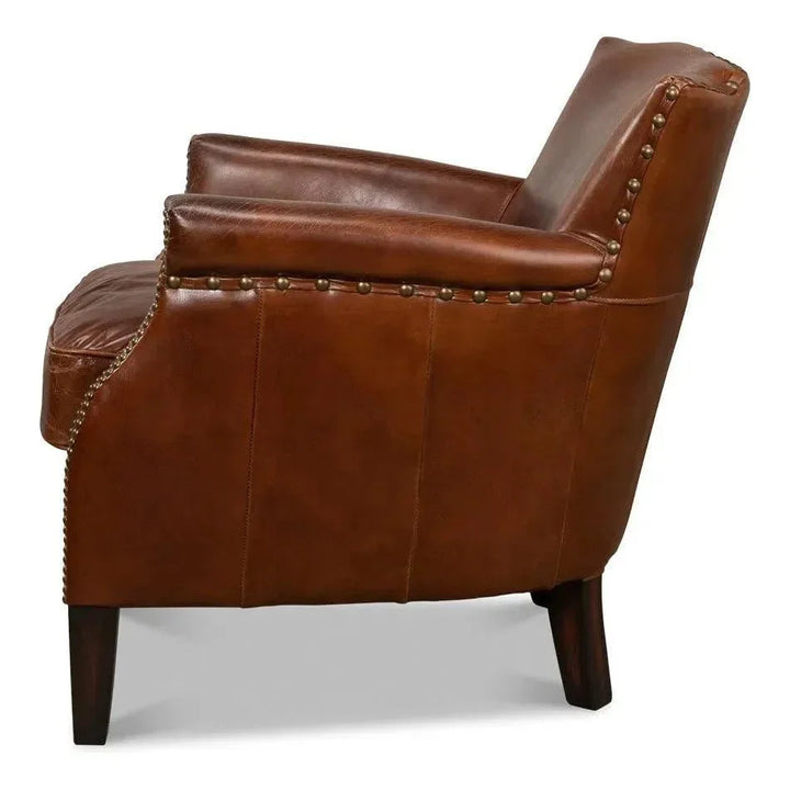 Topeka Leather Club Chair - LOOMLAN - Sarreid - Club Chairs