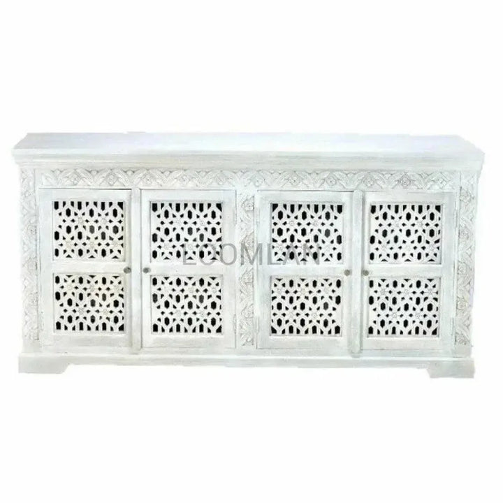 White Bohemian Lace 4 Door Sideboard Buffet - LOOMLAN - LOOMLAN - Sideboards