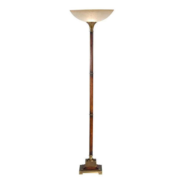 Torchiere Distressed Wood Made Floor Lamp-Floor Lamps-Wildwood-LOOMLAN