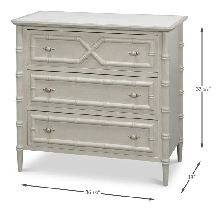 Tortola Three Drawer White Chest - LOOMLAN - Sarreid - Chests