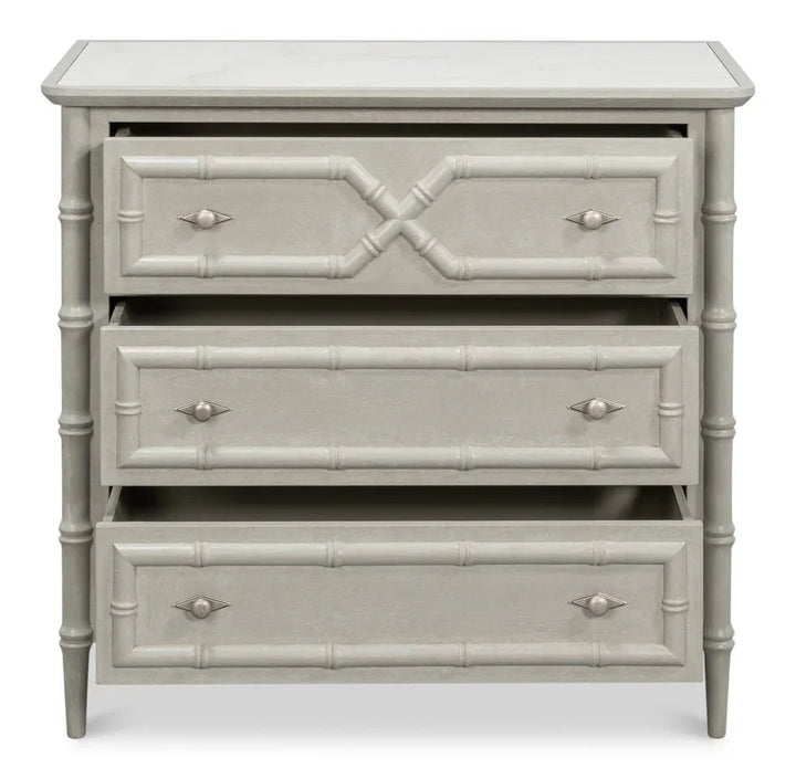 Tortola Three Drawer White Chest - LOOMLAN - Sarreid - Chests