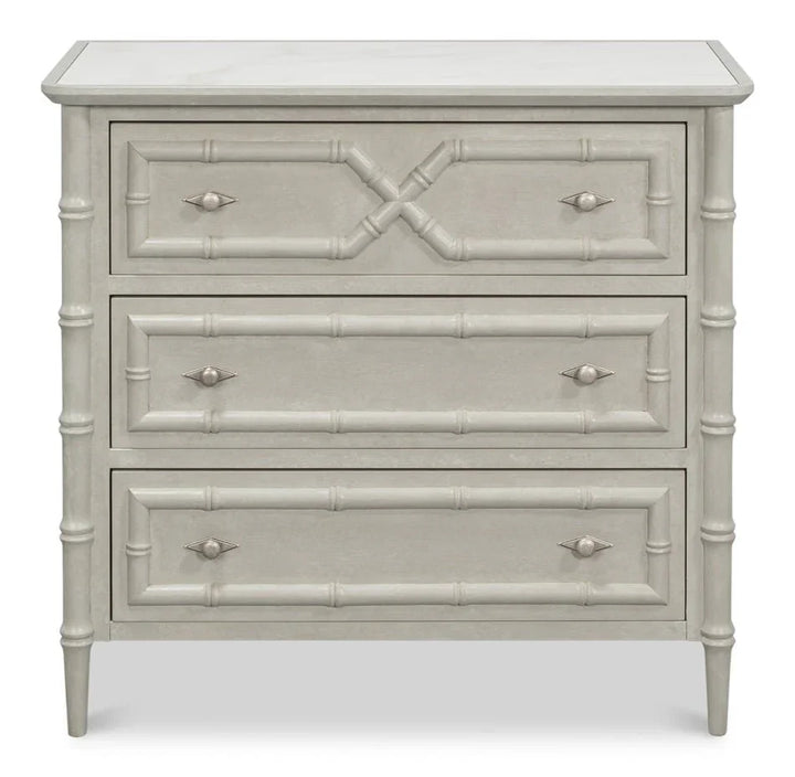 Tortola Three Drawer White Chest - LOOMLAN - Sarreid - Chests