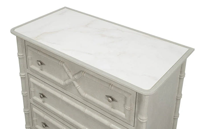 Tortola Three Drawer White Chest - LOOMLAN - Sarreid - Chests