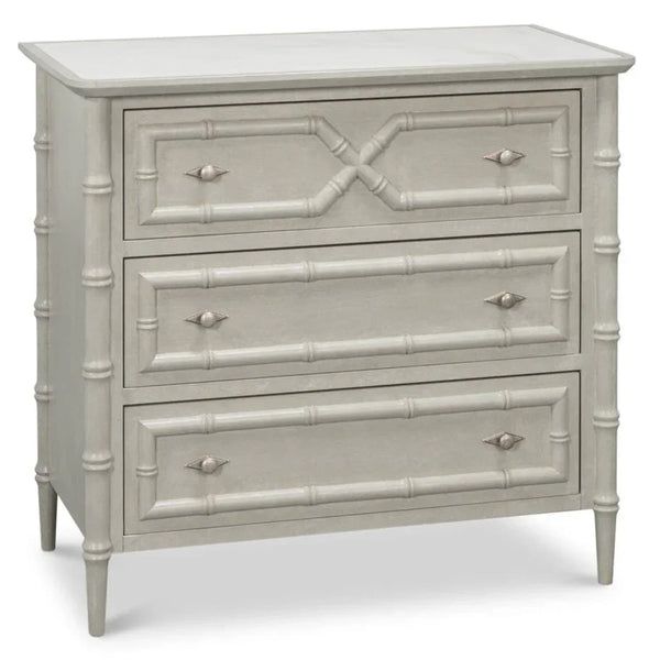 Tortola Three Drawer White Chest - LOOMLAN - Sarreid - Chests