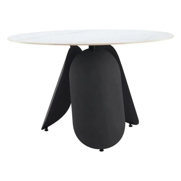 Toru Stone & Steel White Round Dining Table-Dining Tables-Zuo Modern-LOOMLAN