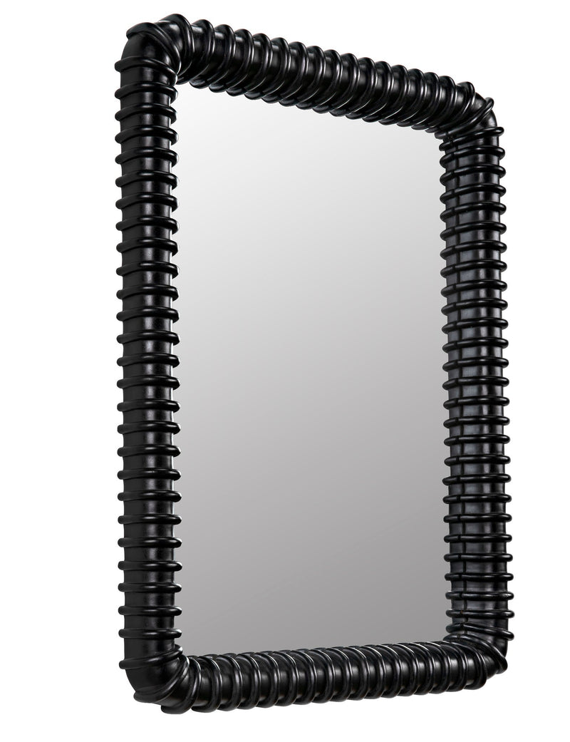 Toshi Wood Black Vertical Mirror-Wall Mirrors-Noir-LOOMLAN