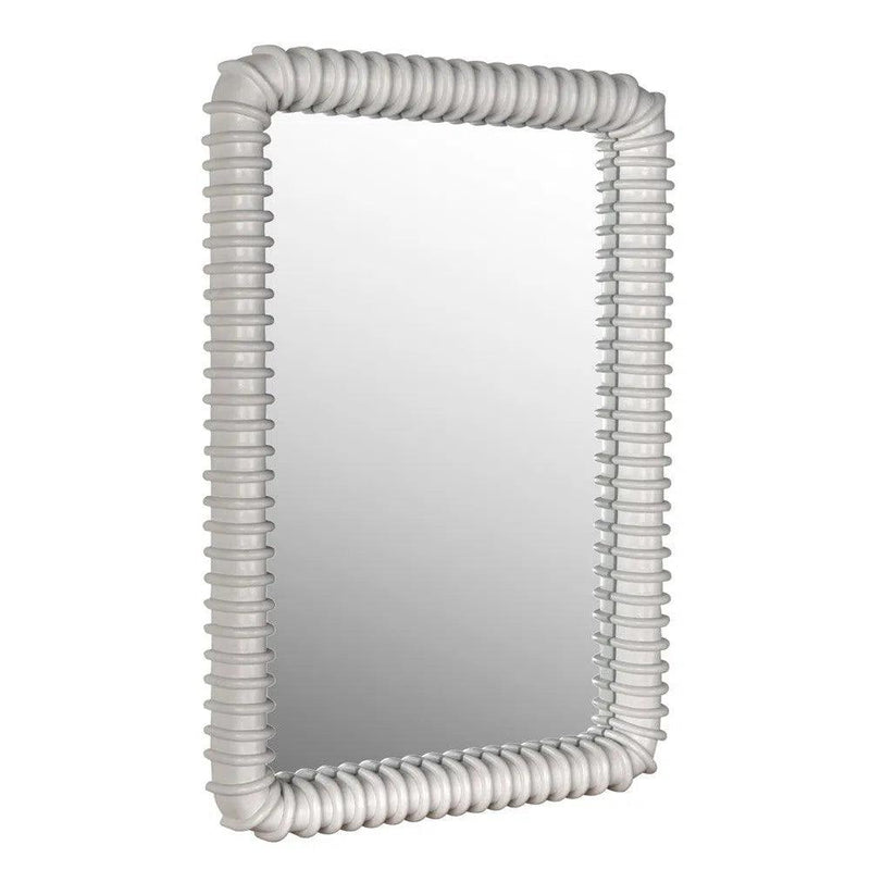 Toshi Wooden White Wall MIrror-Wall Mirrors-Noir-LOOMLAN