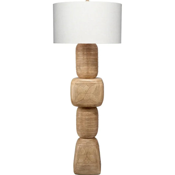 Totem Hand-Carved Wood Floor Lamp