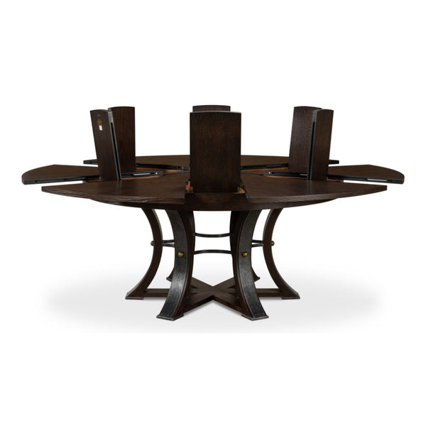 Tower Jupe Extendable Round Dining Table Burnt Brown-Dining Tables-Sarreid-LOOMLAN