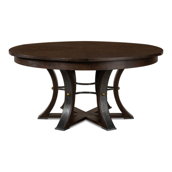 Tower Jupe Extendable Round Dining Table Burnt Brown-Dining Tables-Sarreid-LOOMLAN