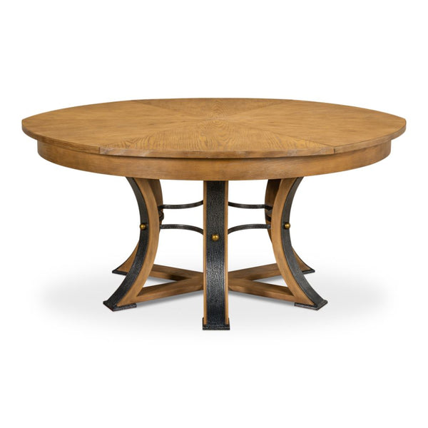 Tower Jupe Extendable Round Dining Table Heather Grey-Dining Tables-Sarreid-LOOMLAN