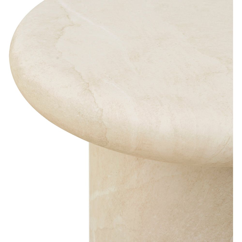 Travertino Concrete Round Outdoor End Table