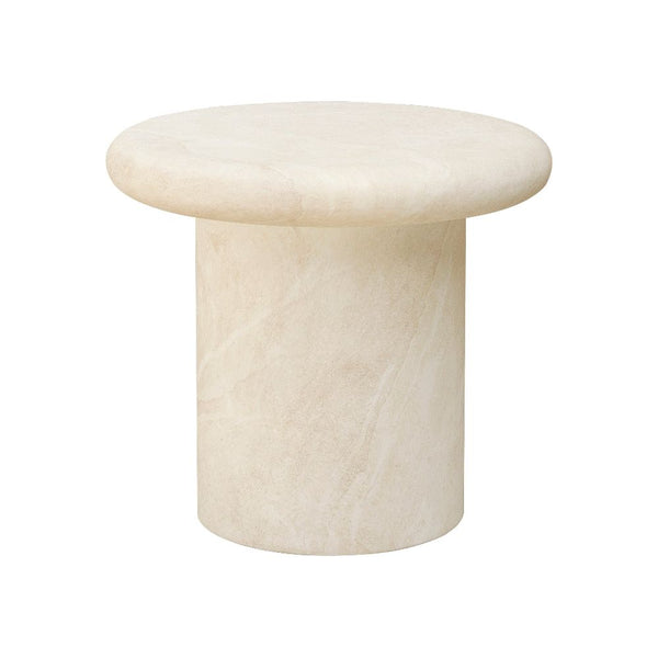 Sunset West-Travertino Concrete Round Outdoor End Table-Outdoor Side Tables-LOOMLAN