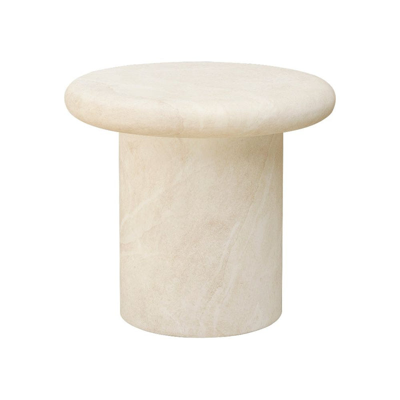 Travertino Concrete Round Outdoor End Table-Outdoor Side Tables-Sunset West-LOOMLAN