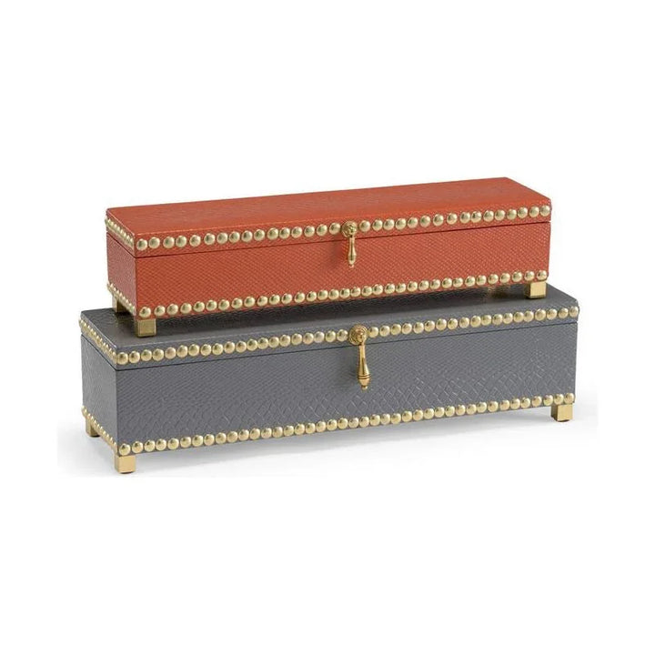 Treasure Faux Cobra Skin Hinged Box (Set of 2) - LOOMLAN - Wildwood - Boxes & Bowls