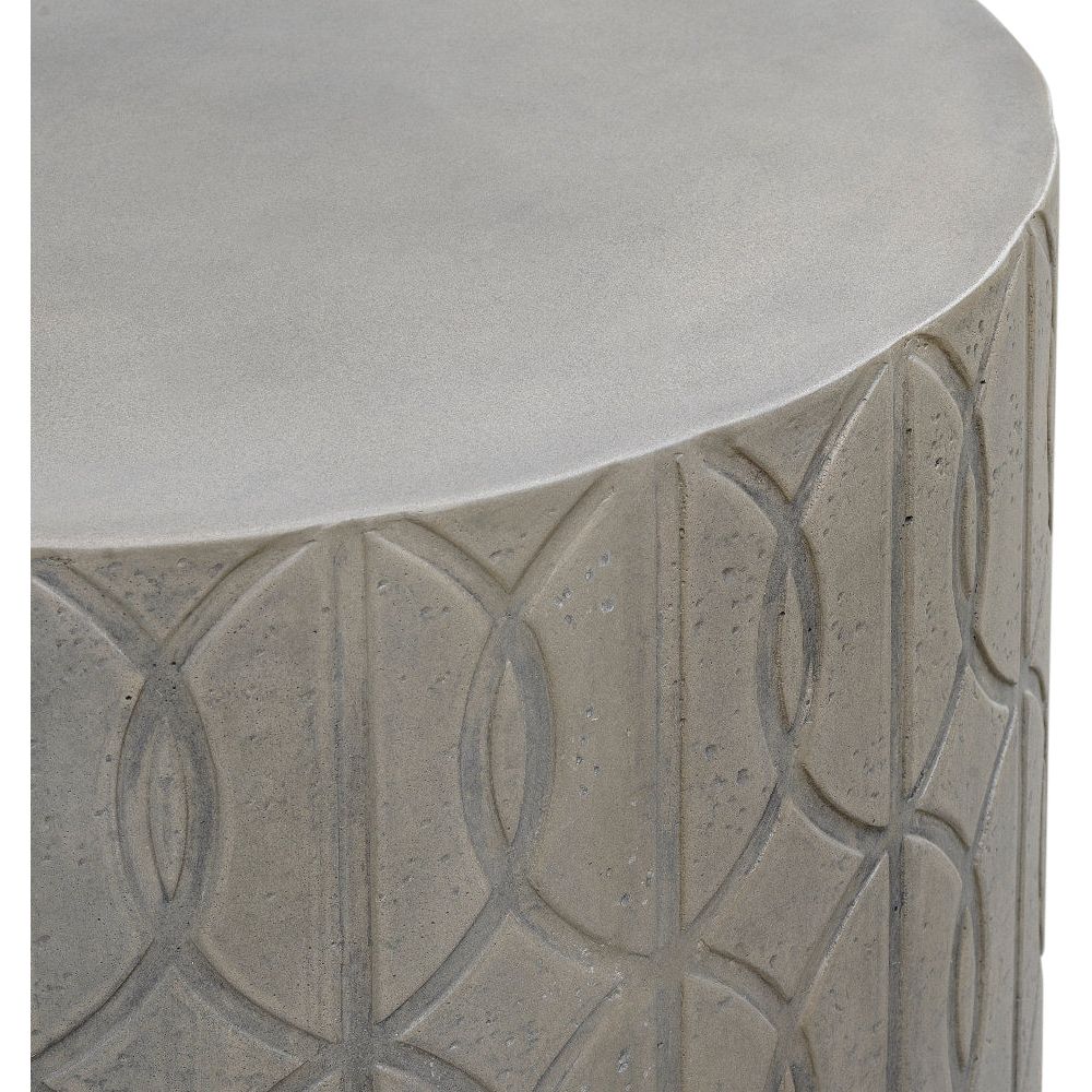 Trellis Concrete Round Outdoor End Table