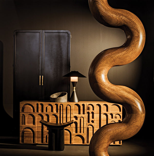 Tresor Hutch Bookcase Tall Black Buffet Cabinet-Bookcases-Noir-LOOMLAN