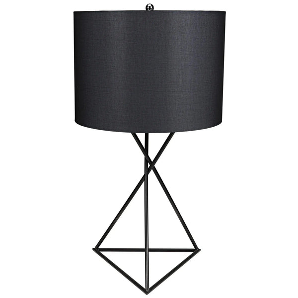 Triangle Black Metal Table Lamp With Shade-Table Lamps-Noir-LOOMLAN