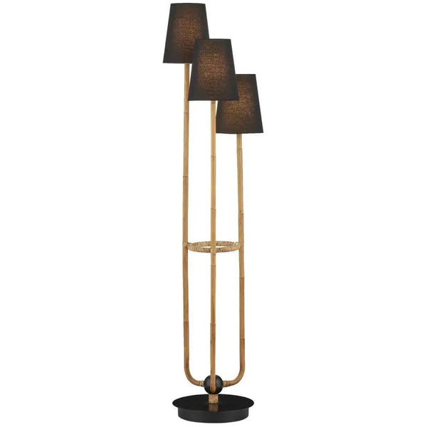 Triptych Rattan Floor Lamp-Floor Lamps-Currey & Co-LOOMLAN