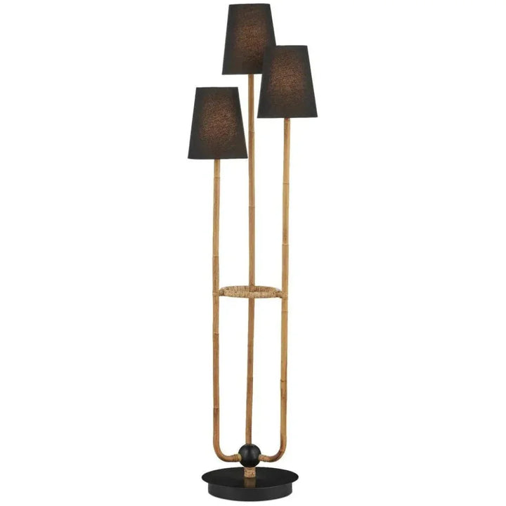 Triptych Rattan Floor Lamp-Floor Lamps-Currey & Co-LOOMLAN