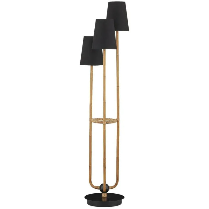 Triptych Rattan Floor Lamp-Floor Lamps-Currey & Co-LOOMLAN