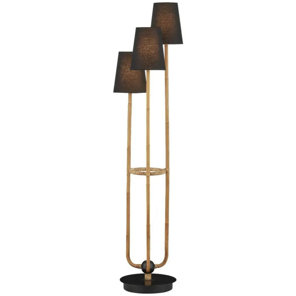 Triptych Rattan Floor Lamp-Floor Lamps-Currey & Co-LOOMLAN