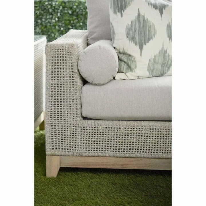 Tropez Outdoor 90" Sofa Taupe Rope Pumice Gray Teak - LOOMLAN - Essentials For Living - Outdoor Sofas & Loveseats
